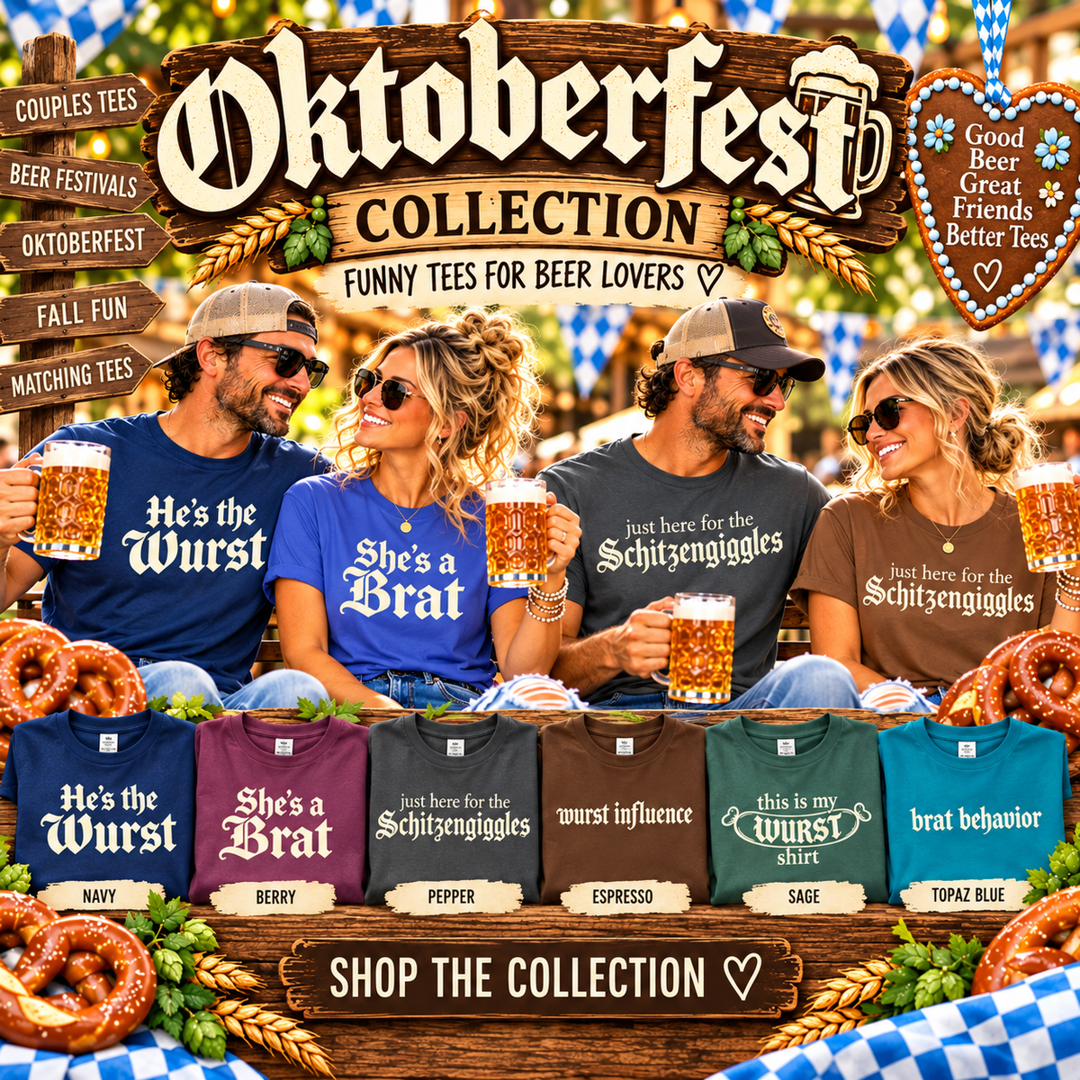 Funny Oktoberfest Shirts for Couples | Beer Festival Tees & German-Inspired Designs