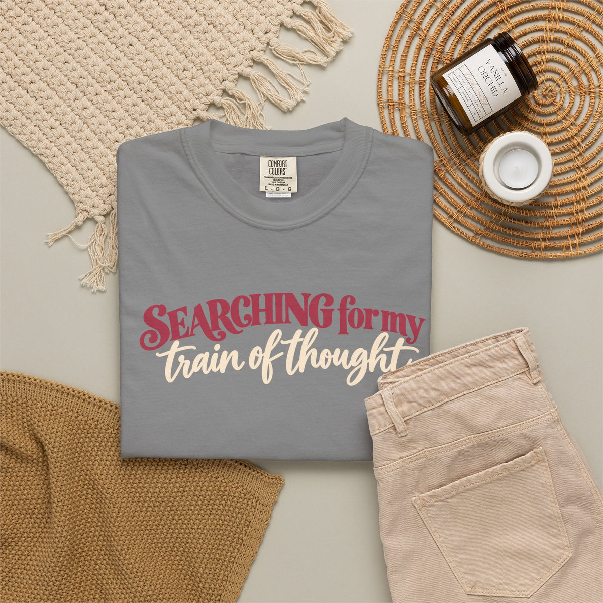 Searching for My Train of Thought Tee shirt | Funny Text Graphic Tee