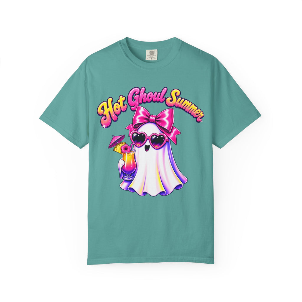 Hot Ghoul Summer T Shirt Cute Retro Ghost Tee with Sunglasses and Cocktail