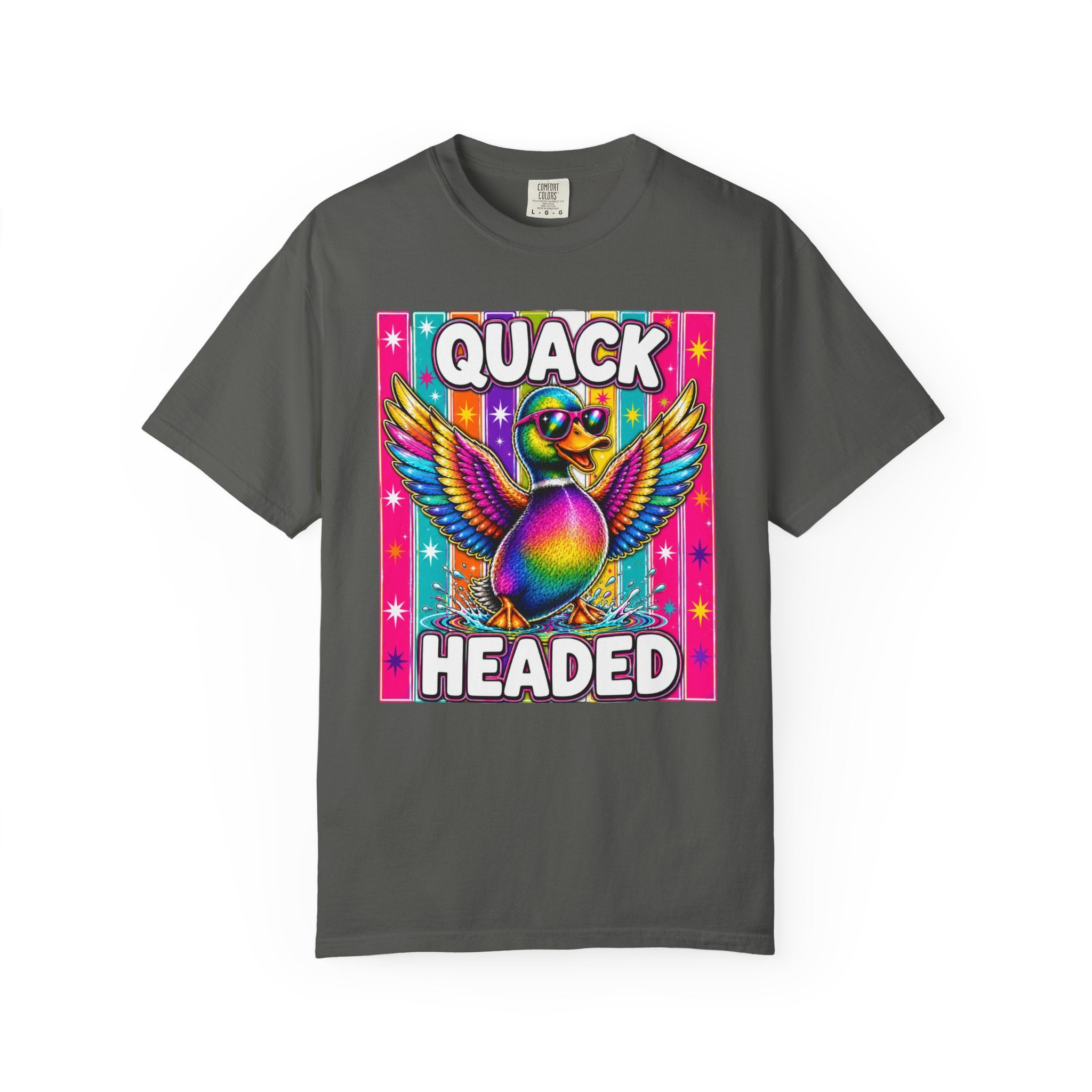 Quack Headed Duck T Shirt Vibrant Retro Rainbow Duck Graphic Tee