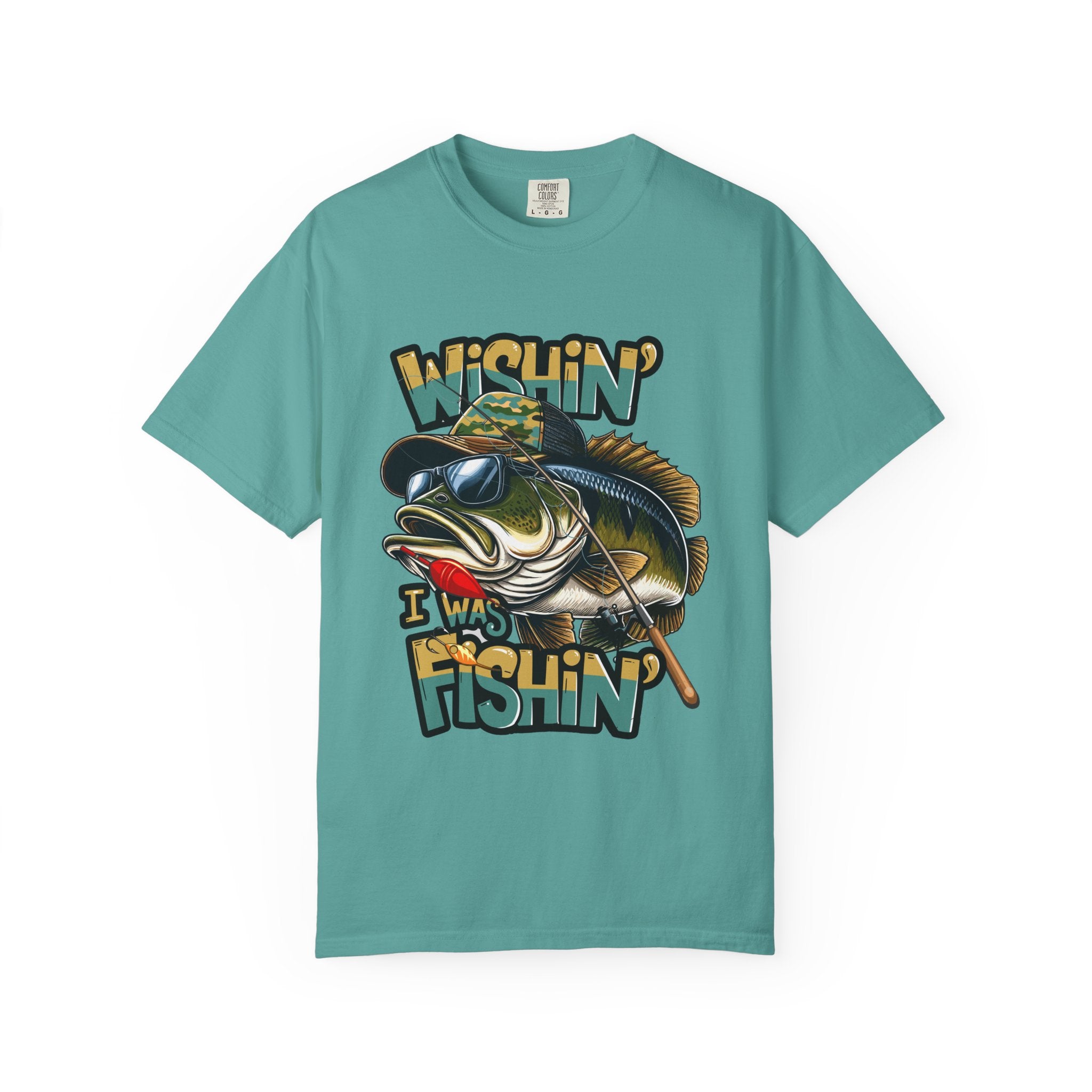 Fishing Graphic T Shirt Wishin Was Fishin Vintage Bass Tee
