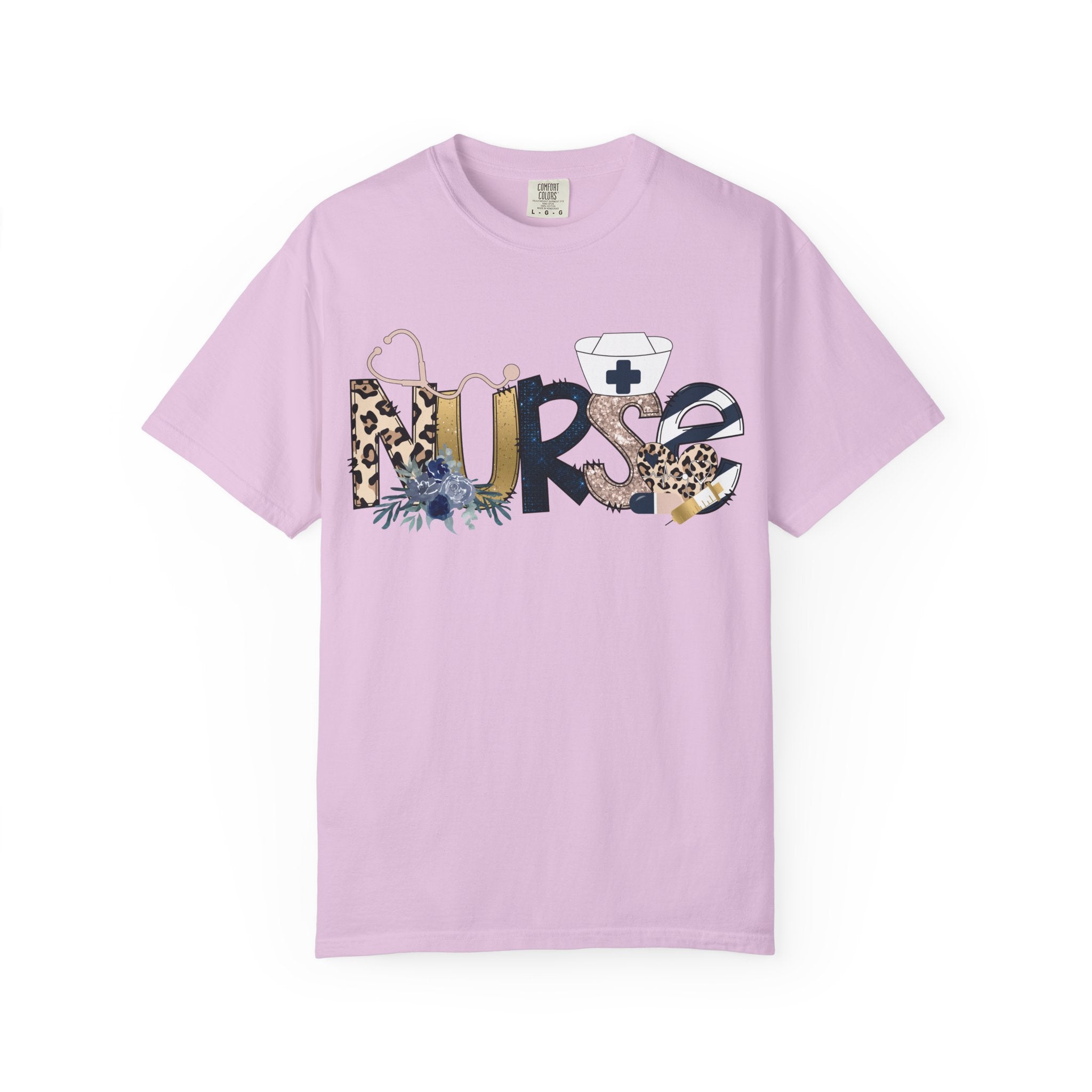 Nurse Floral Leopard Graphic T Shirt