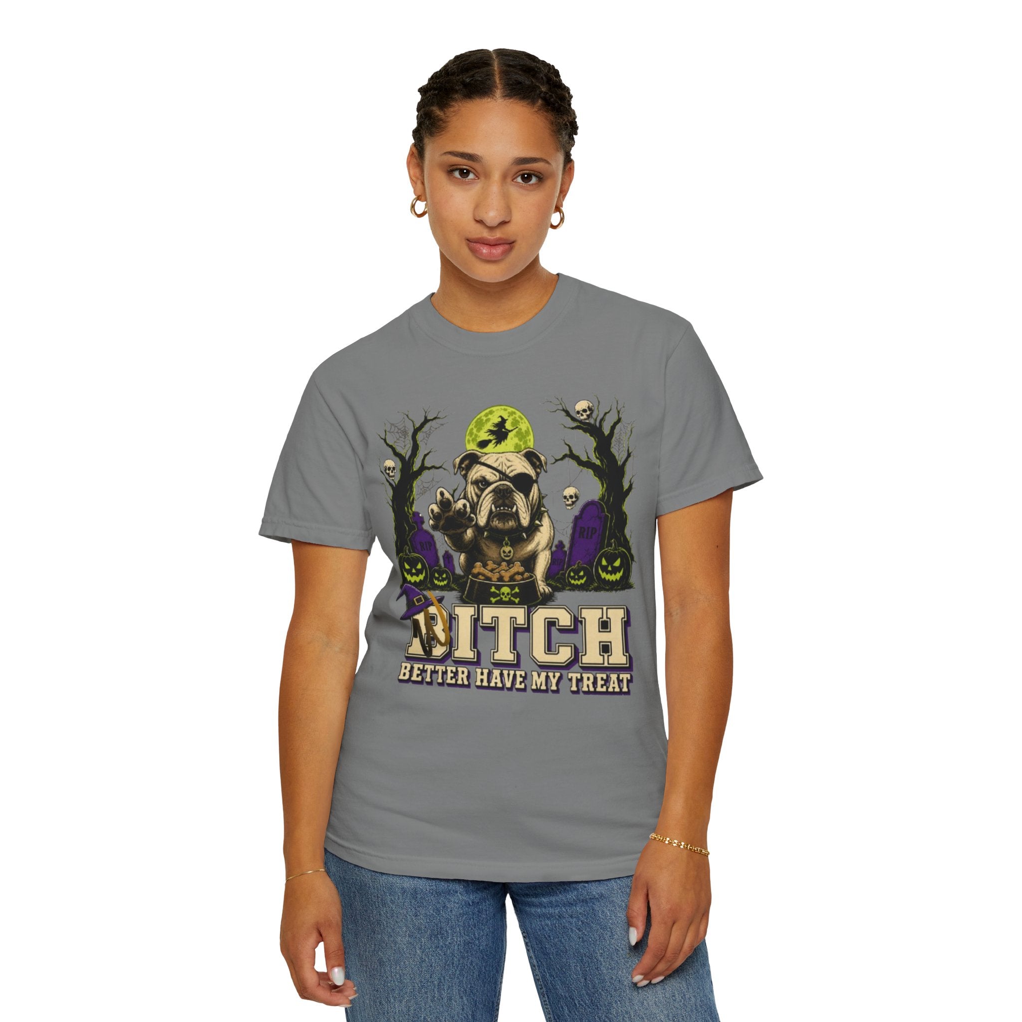 Halloween Bulldog T Shirt Bitch Better Have My Treat Spooky Costume Tee