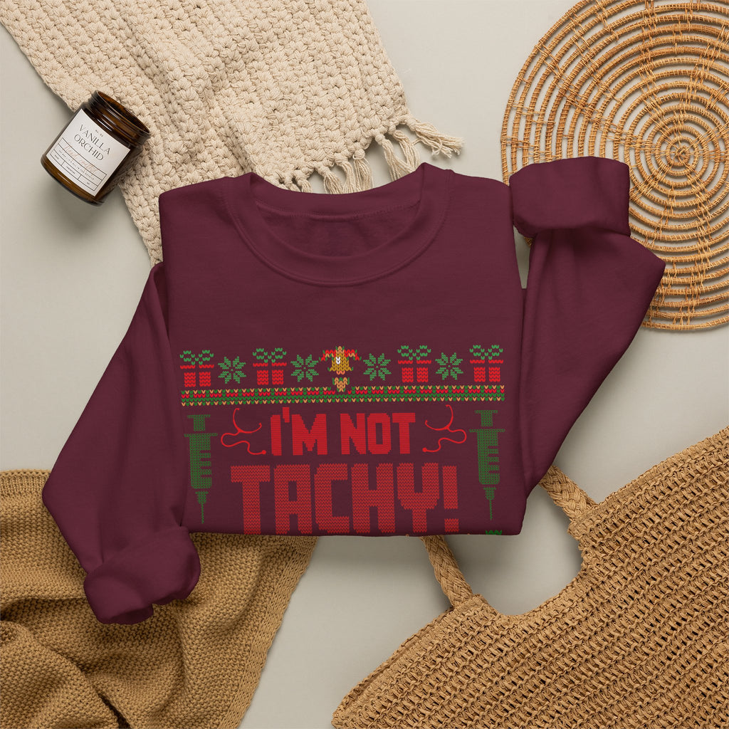 Ugly Christmas Sweater Nurse Sweatshirt, Funny Medical Christmas Sweater, I'm Not Tachy That's A Fib, Doctor RN Healthcare Holiday Gift