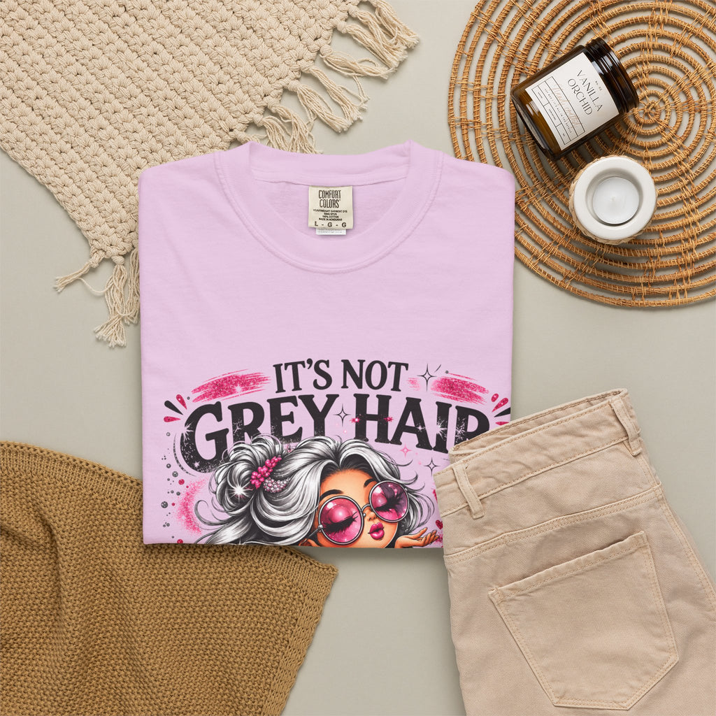 T-Shirt Its Not Grey Hair Its Wisdom Glitter Graphic Tee