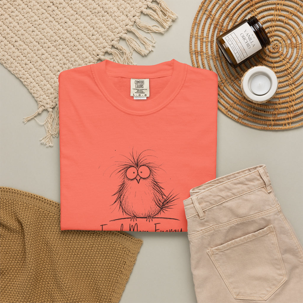 Feral Mom Energy Tee Shirt Cute Fluffy Bird Graphic Tee