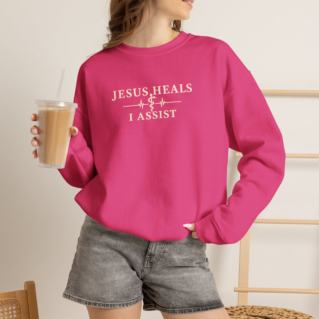 Jesus Heals I Assist Sweatshirt, Christian Nurse Gift, Faith Based Medical Crewneck, Healthcare Worker Gift, Nurse Appreciation