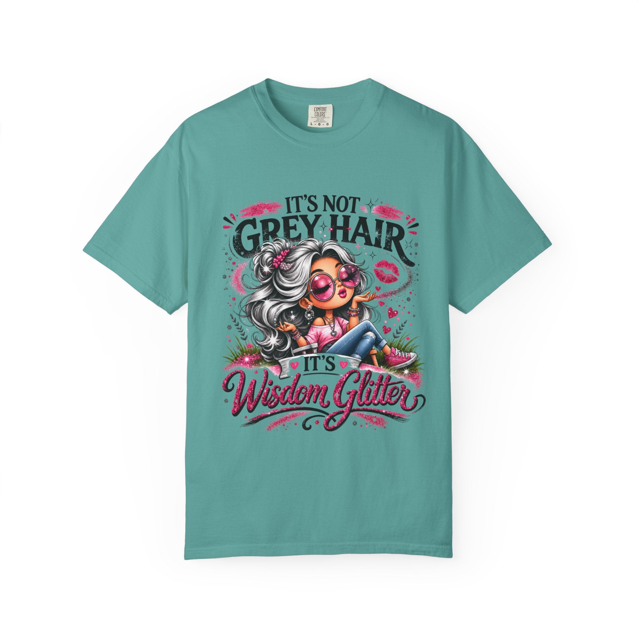T-Shirt Its Not Grey Hair Its Wisdom Glitter Graphic Tee