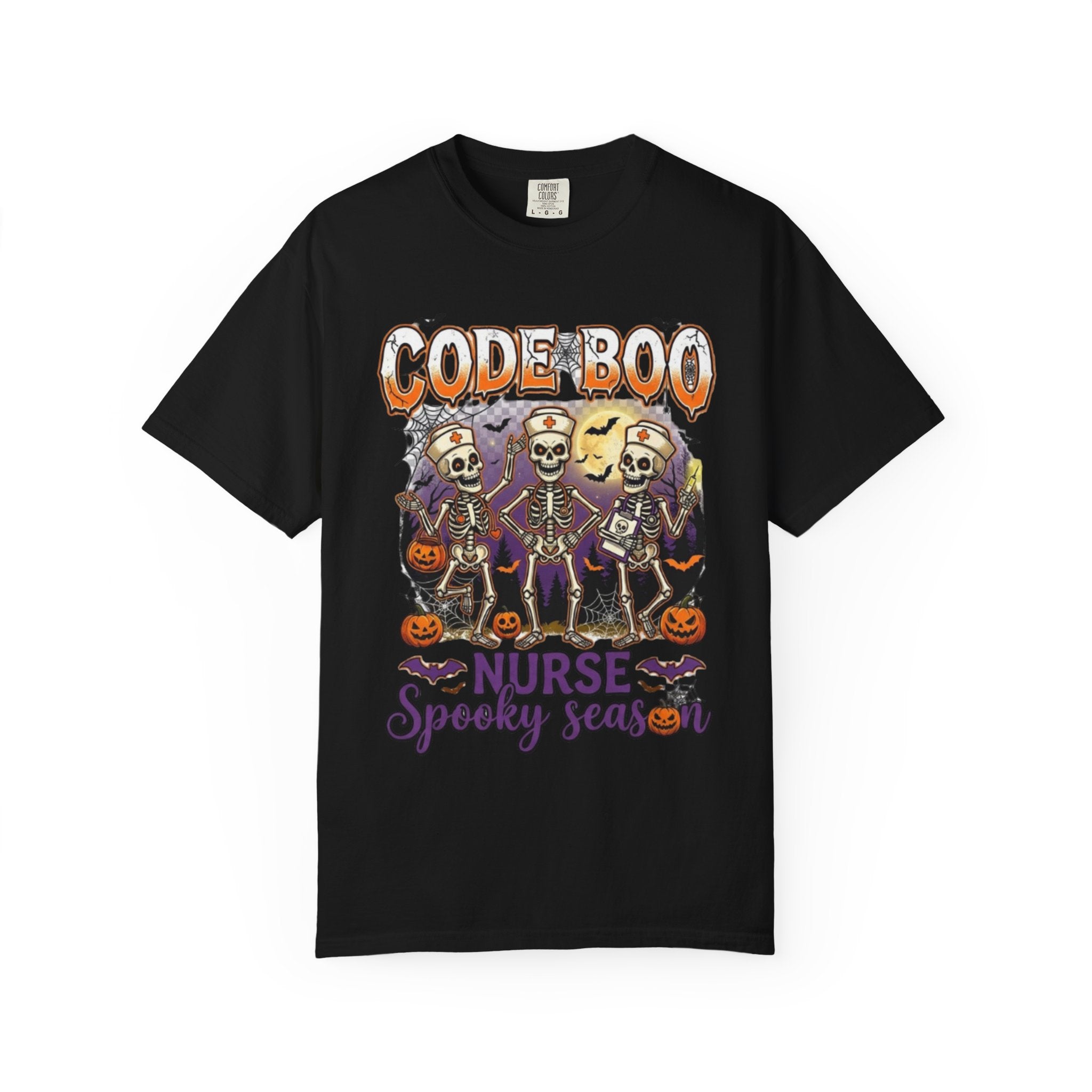 Nurse Code Boo Halloween T‑Shirt Spooky Season Skeletons