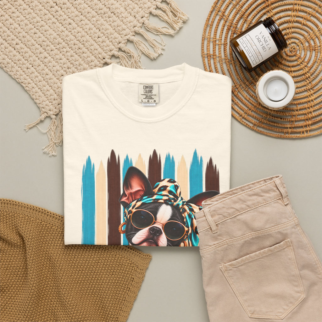 Boston Terrier Shirt, Trendy Dog Mom Tee, Artsy Dog Lover Gift, Comfort Colors T-Shirt, Sassy Boutique Dog Graphic Tee