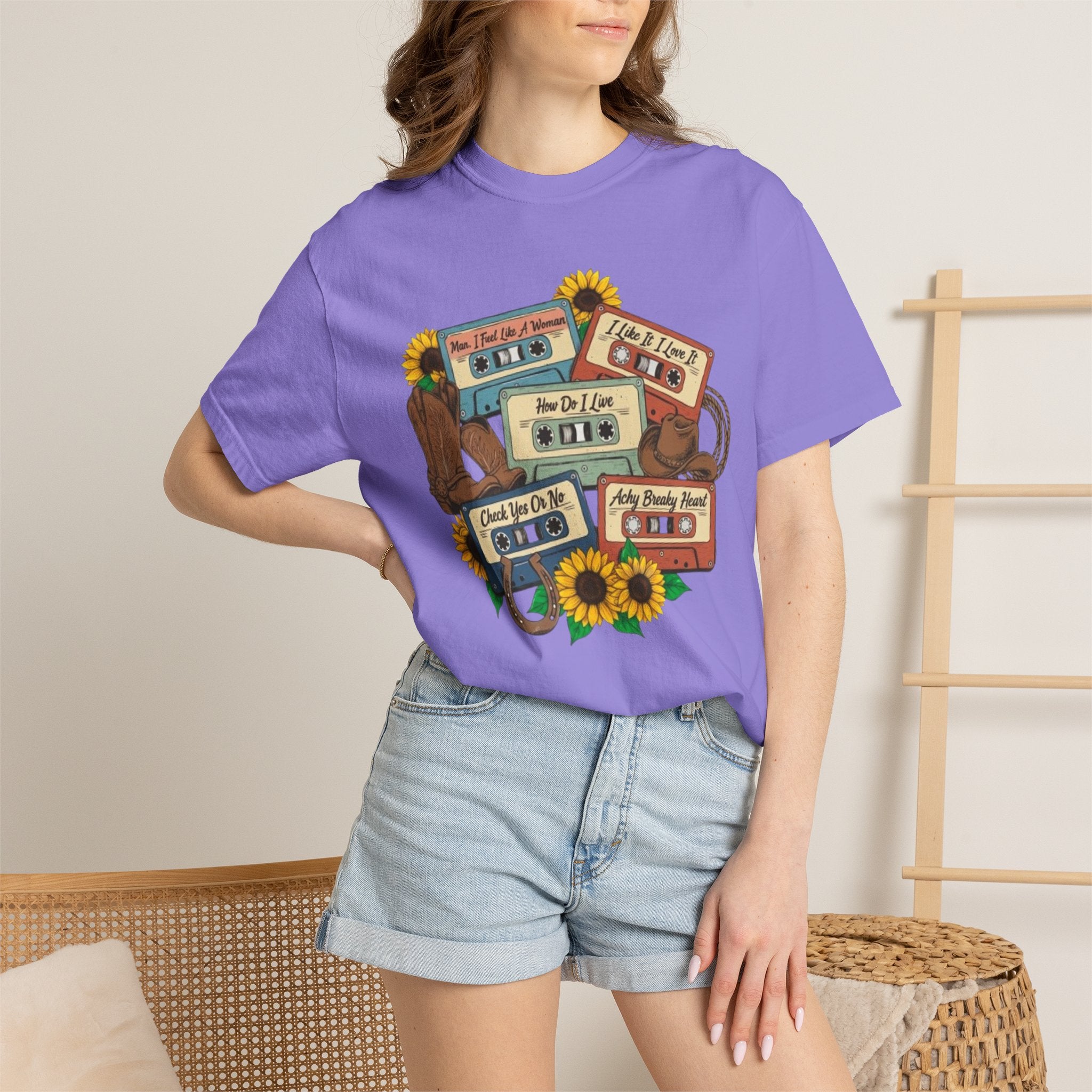 Cassette Mix T Shirt Retro Sunflower Tape Design