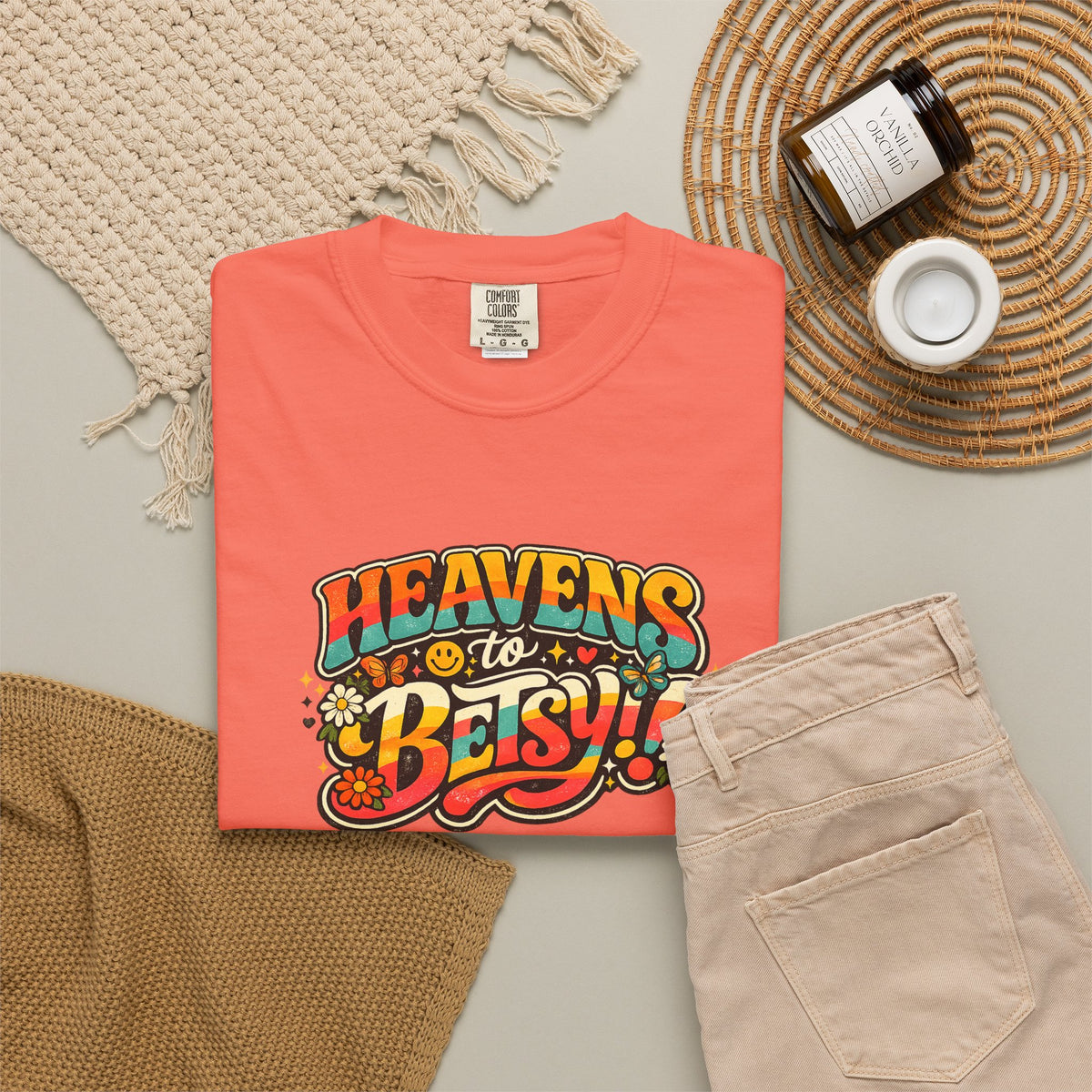 Heavens to Betsy! Retro Floral Graphic T Shirt