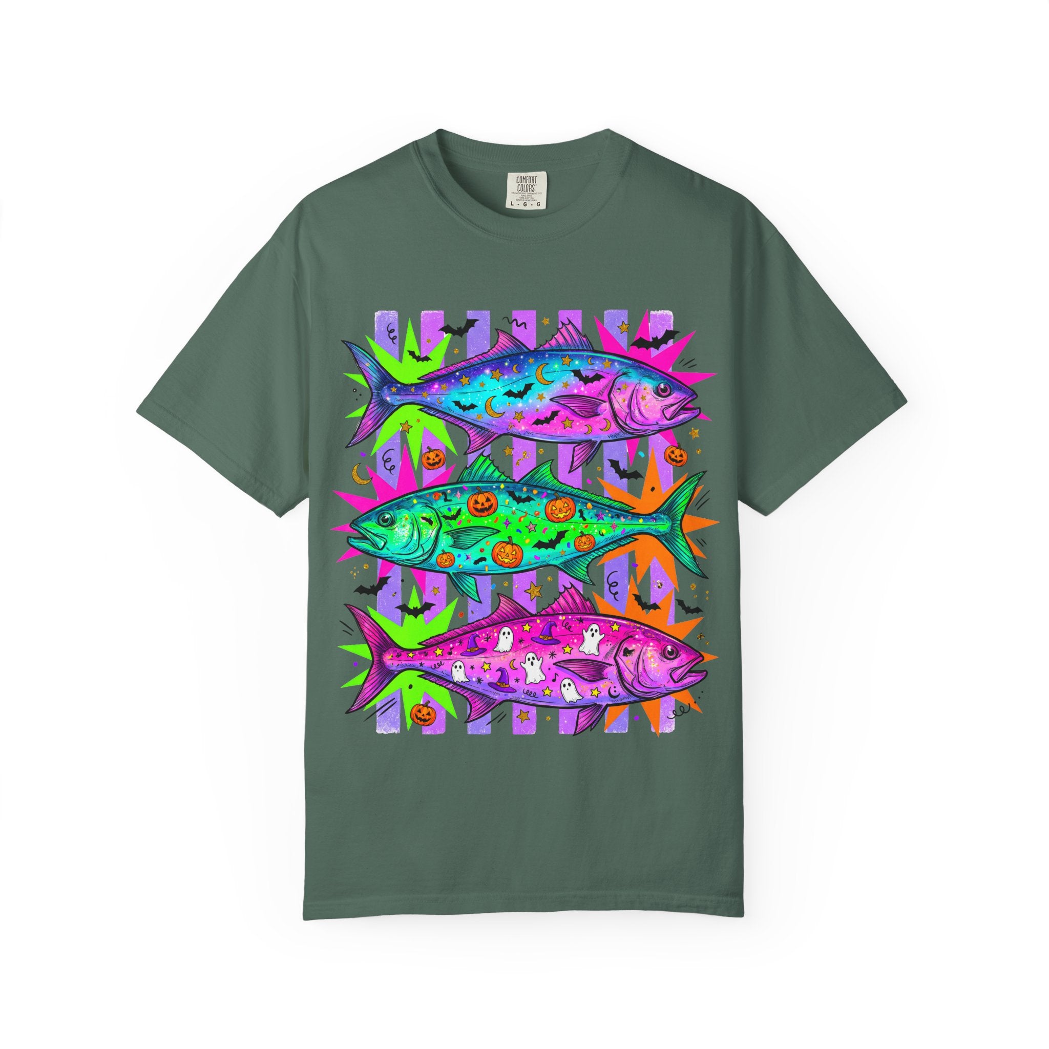 Bright Halloween Tropical Mackerel T-Shirt — Colorful Surf & Beach Fish Graphic Tee