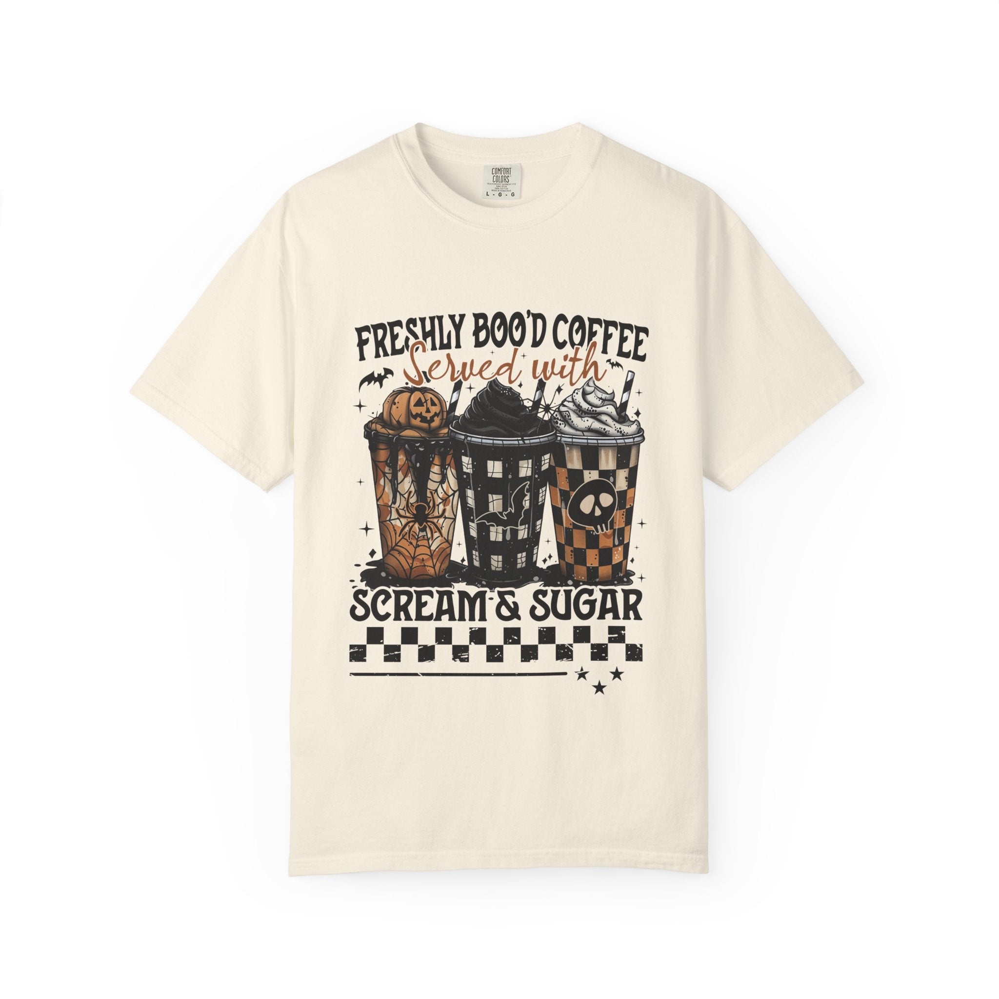 Coffee and Candy Halloween T Shirt Freshly Boo d Coffee Served with Scream and Sugar