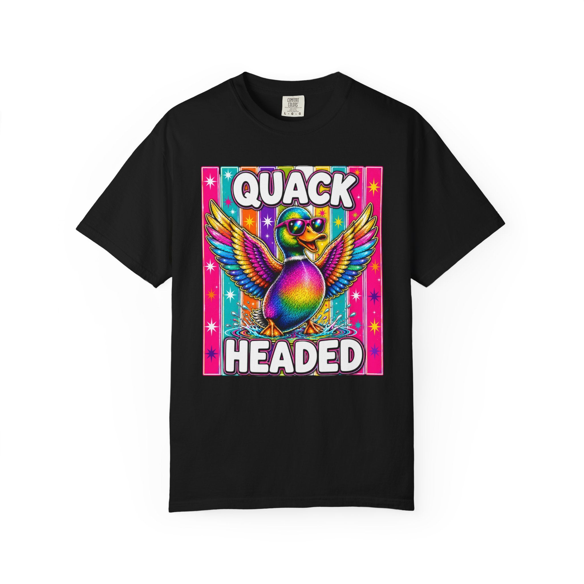 Quack Headed Duck T Shirt Vibrant Retro Rainbow Duck Graphic Tee