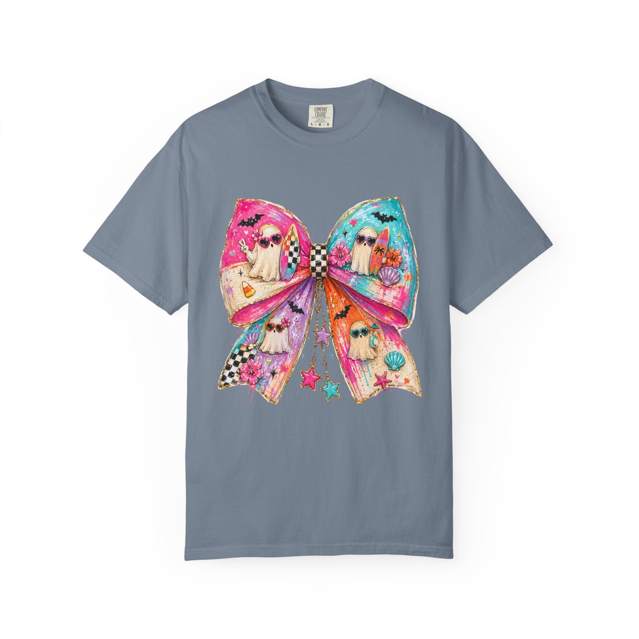 Colorful Bow Graphic T Shirt Cute Rainbow Bow Design