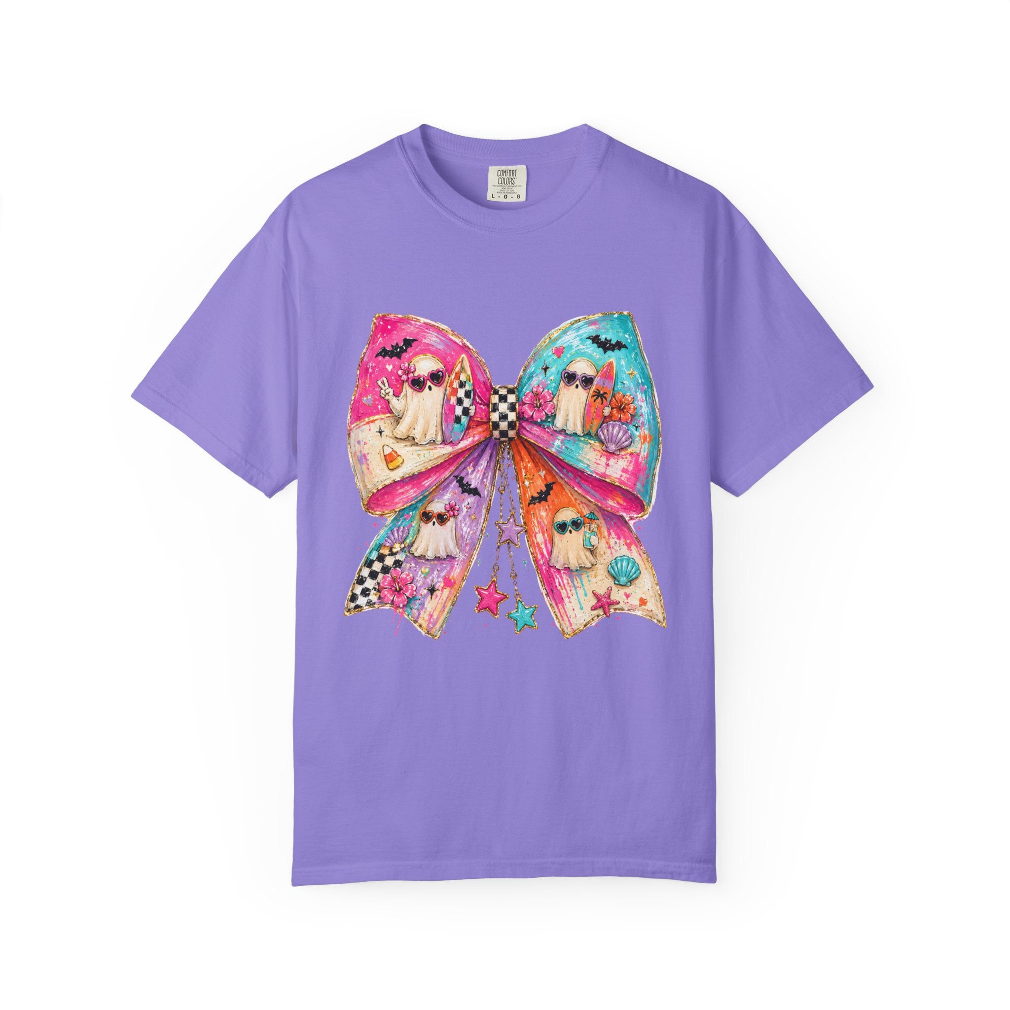Colorful Bow Graphic T Shirt Cute Rainbow Bow Design