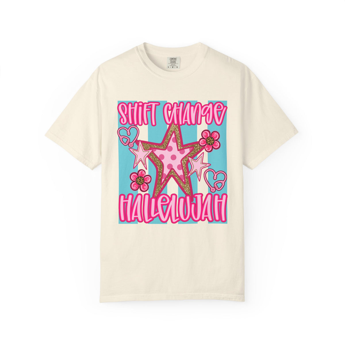 Shift Change Hallelujah T Shirt Cute Pink Star Nurse Worker Tee