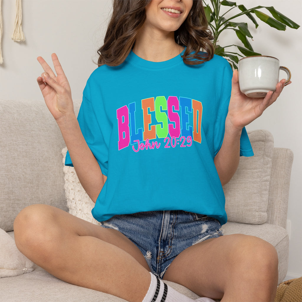 Blessed John 20:23 T shirt | Colorful Retro Gospel Tee