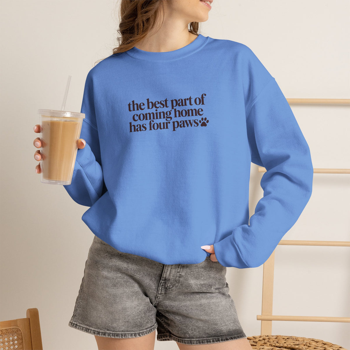 Dog Mom Sweatshirt, The Best Part of Coming Home Has Four Paws, Minimalist Dog Lover, Cute Pet Mom Gift, Christmas Gift for Dog Lovers