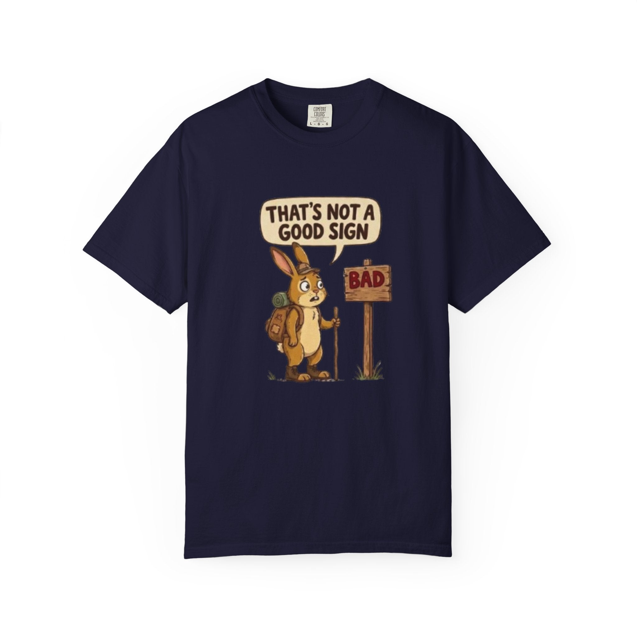 Funny Rabbit T Shirt That’s Not a Good Sign Hiking Bunny Graphic Tee