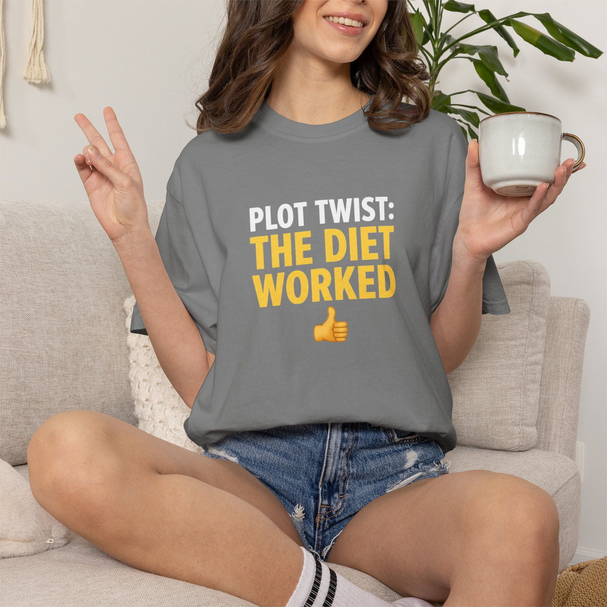 T Shirt The Diet Worked Funny Thumbs-Up Graphic Tee