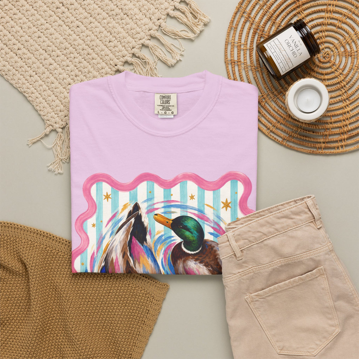 Mallard Duck Art T Shirt Colorful Paired Ducks Graphic Tee