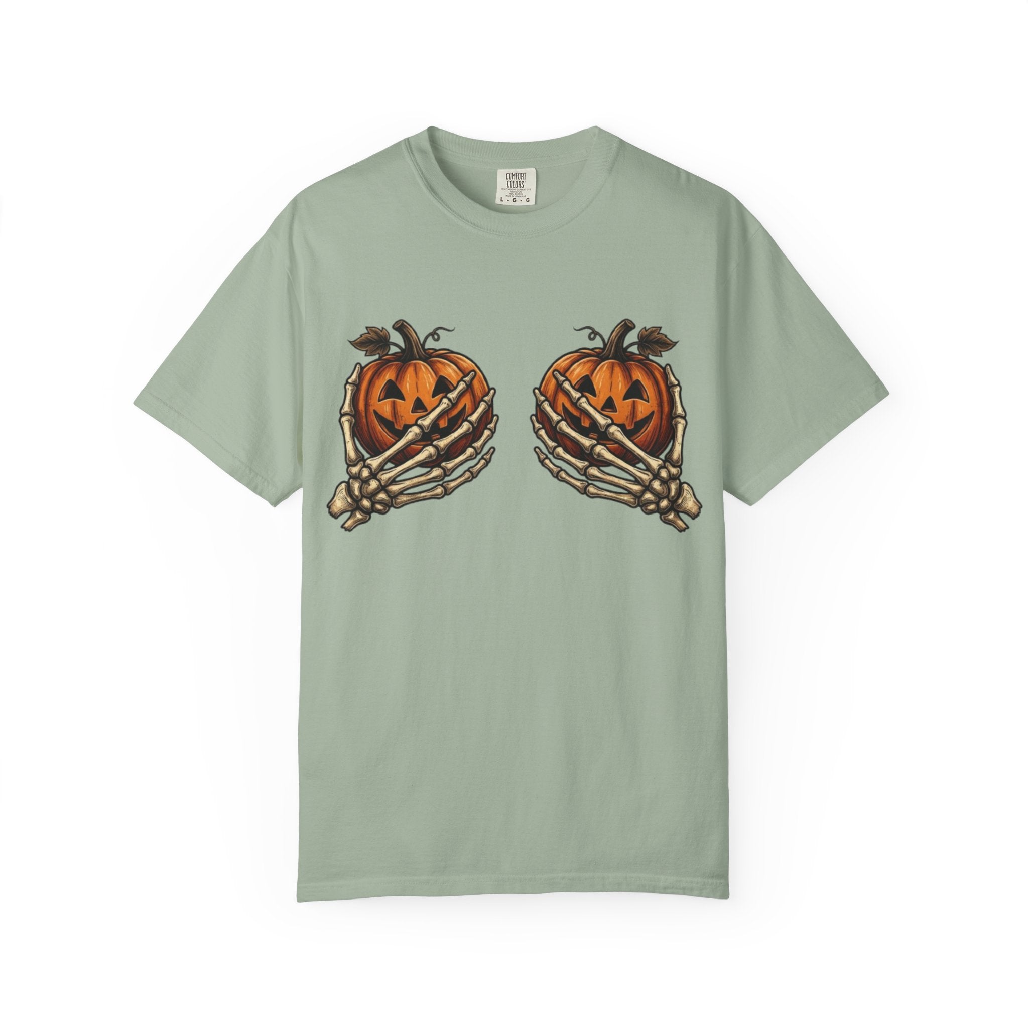 Pumpkin Heart Tee Skeleton Hands Holding Jack o Lanterns Halloween T Shirt