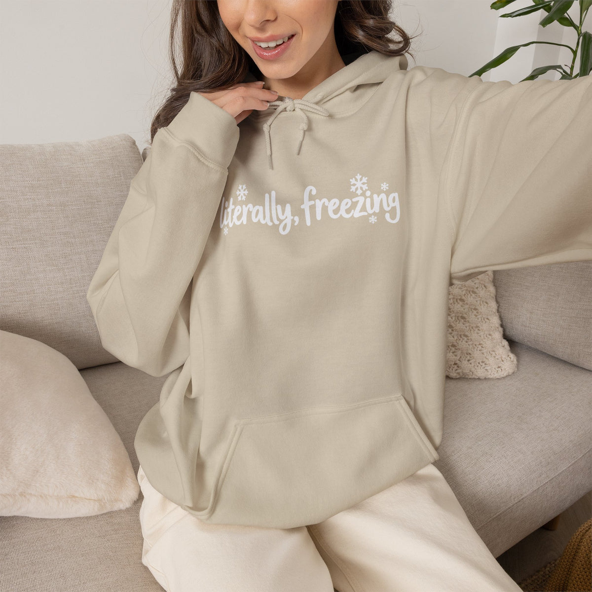 Literally Freezing Hoodie, Funny Winter Sweatshirt, Cute Snowflake Shirt, Cozy Winter Outfit, Minimalist Winter Hoodie, Cold Weather Gift