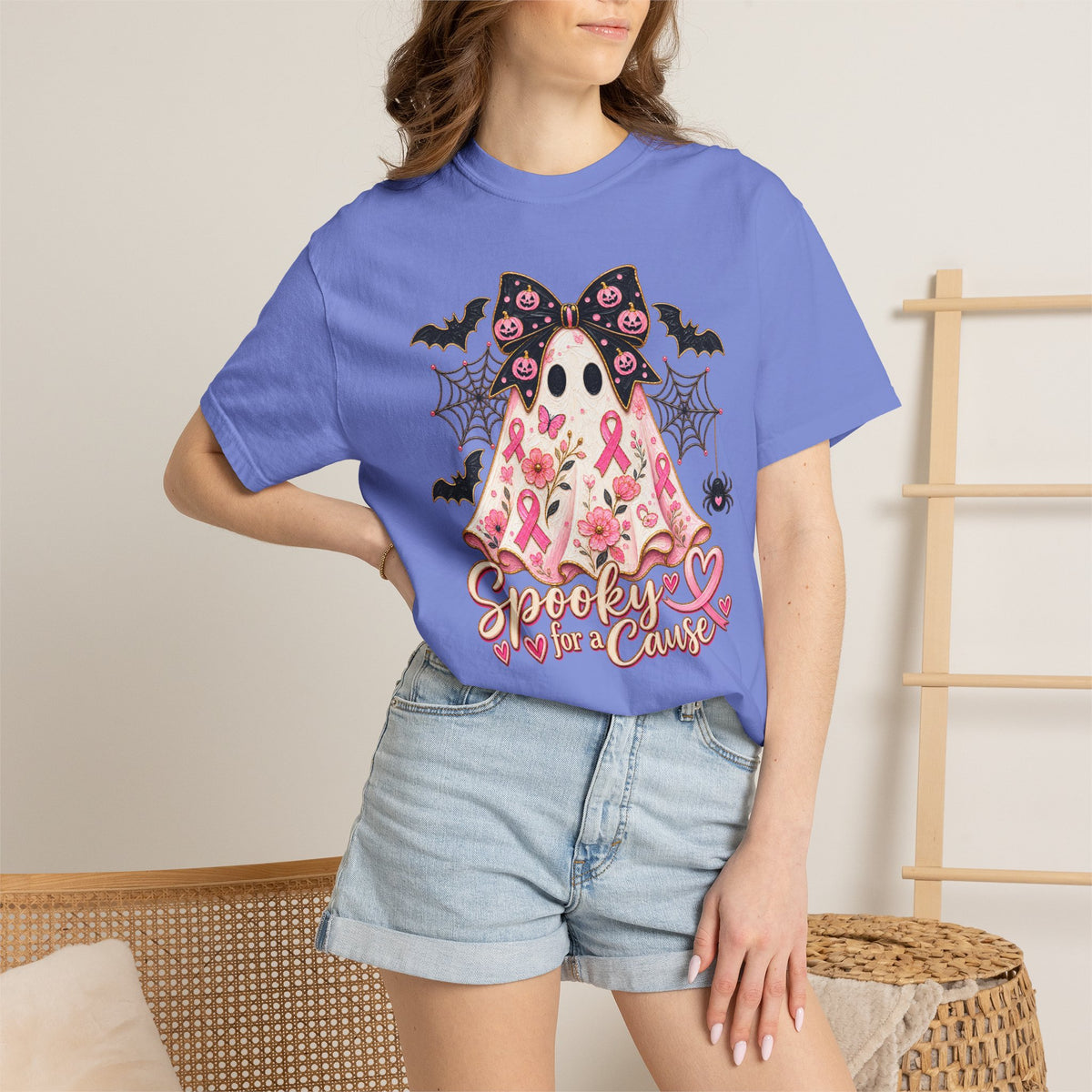 Pink Ribbon Ghost T shirt | Halloween Breast Cancer Awareness