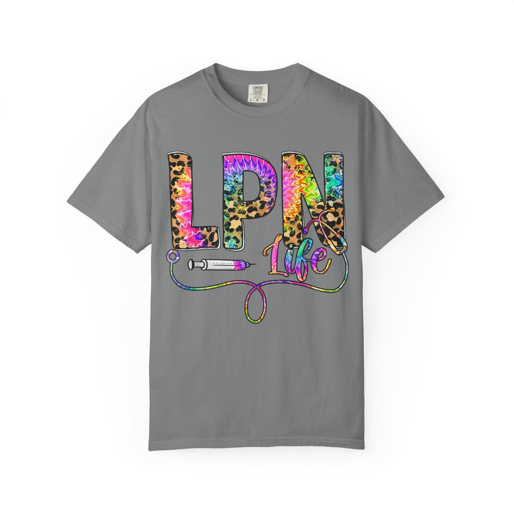 LPN Life T Shirt Colorful Leopard Stethoscope Nursing Tee