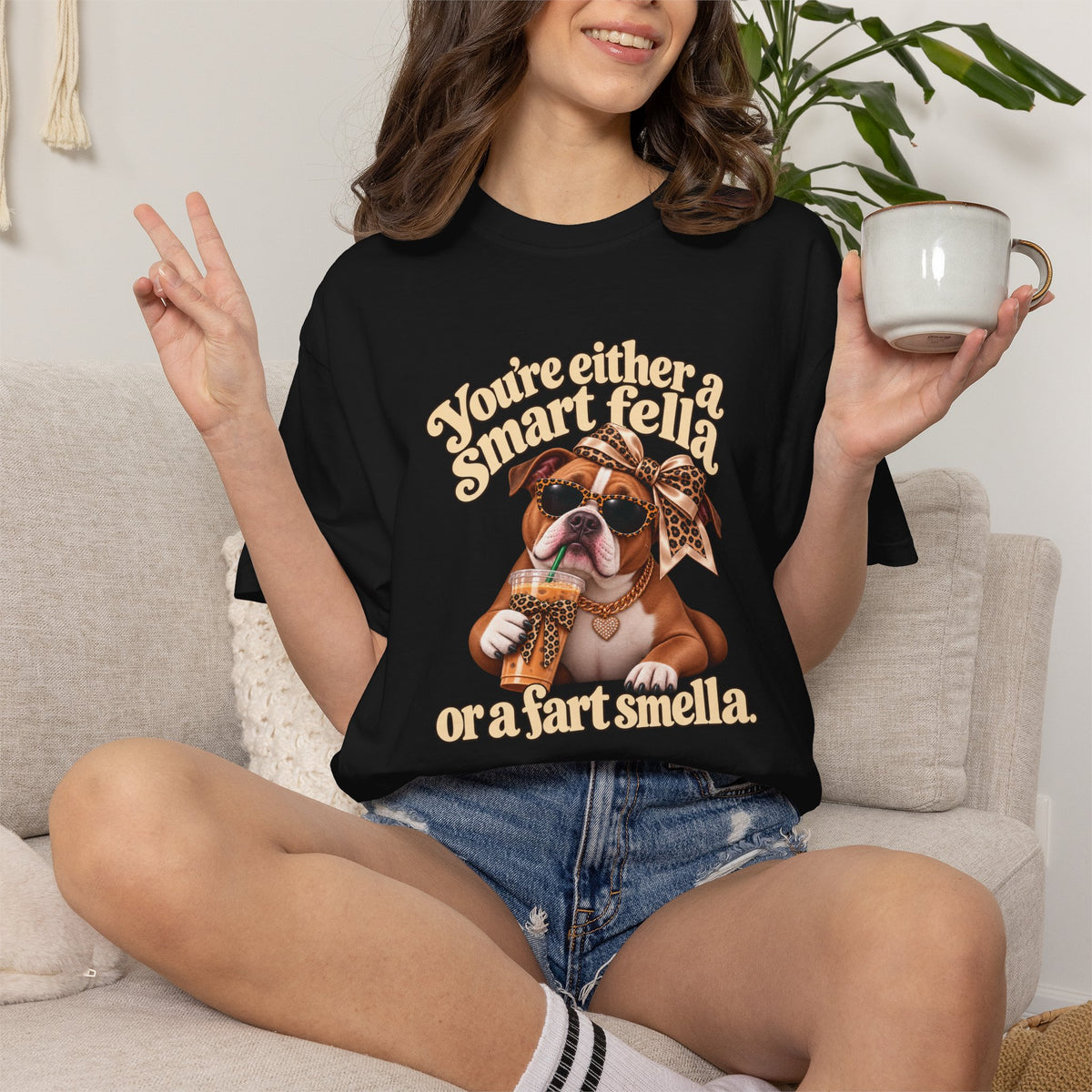 Funny Pitbull Shirt, Smart Fella Fart Smella Tee, Sarcastic Dog Mom Shirt, Coquette Dog Graphic Tee, Funny Dog Lover Gift