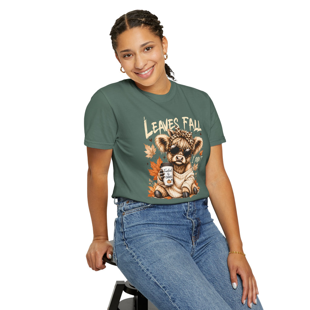 Fall Cow Graphic Tee Shirt Leaves Fall I Dont Cozy Autumn Tee