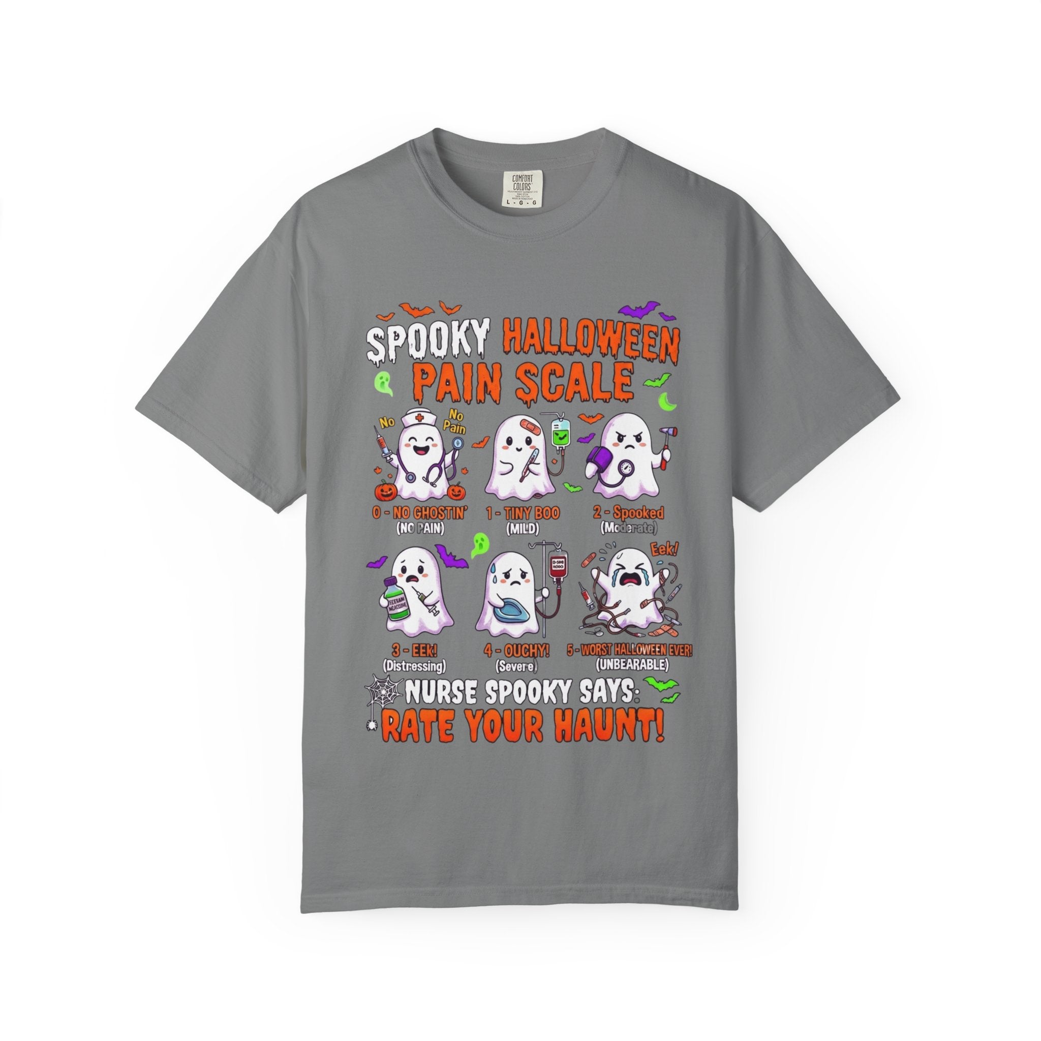Halloween Ghost Pain Scale T-Shirt Spooky Halloween Pain Scale Nurse Funny Tee