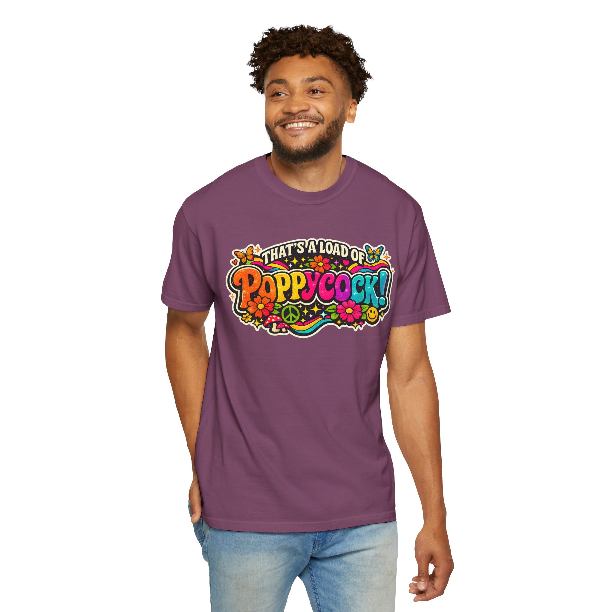 Poppycock Retro Hippie T Shirt  That’s a Load of Poppycock Colorful Vintage Floral Tee