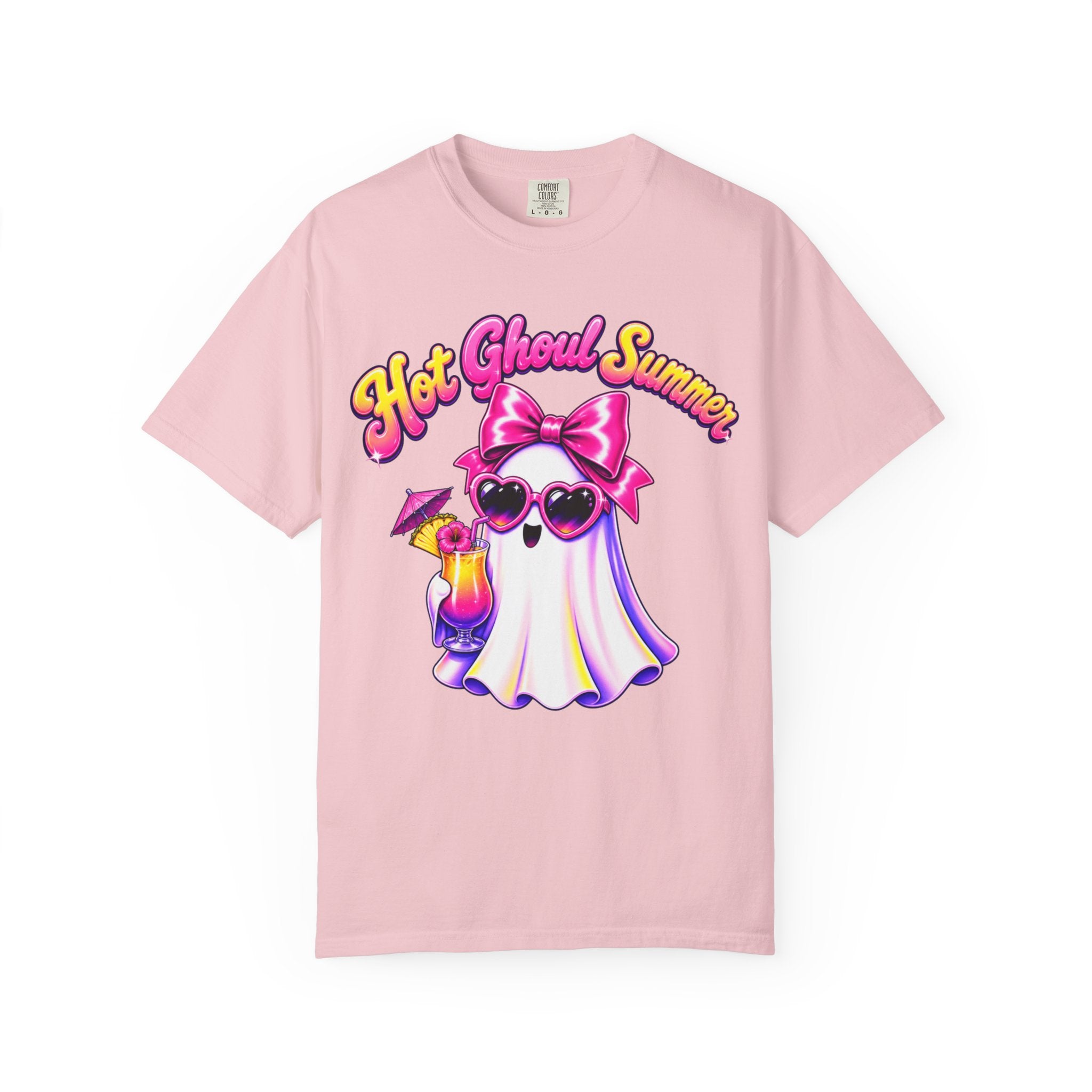 Hot Ghoul Summer T Shirt Cute Retro Ghost Tee with Sunglasses and Cocktail