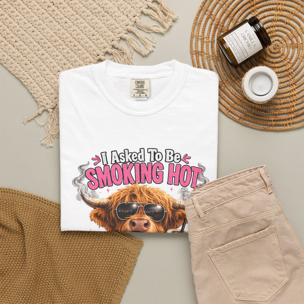 Menopause Smoking Hot T-Shirt Funny Cow with Sunglasses & Drink