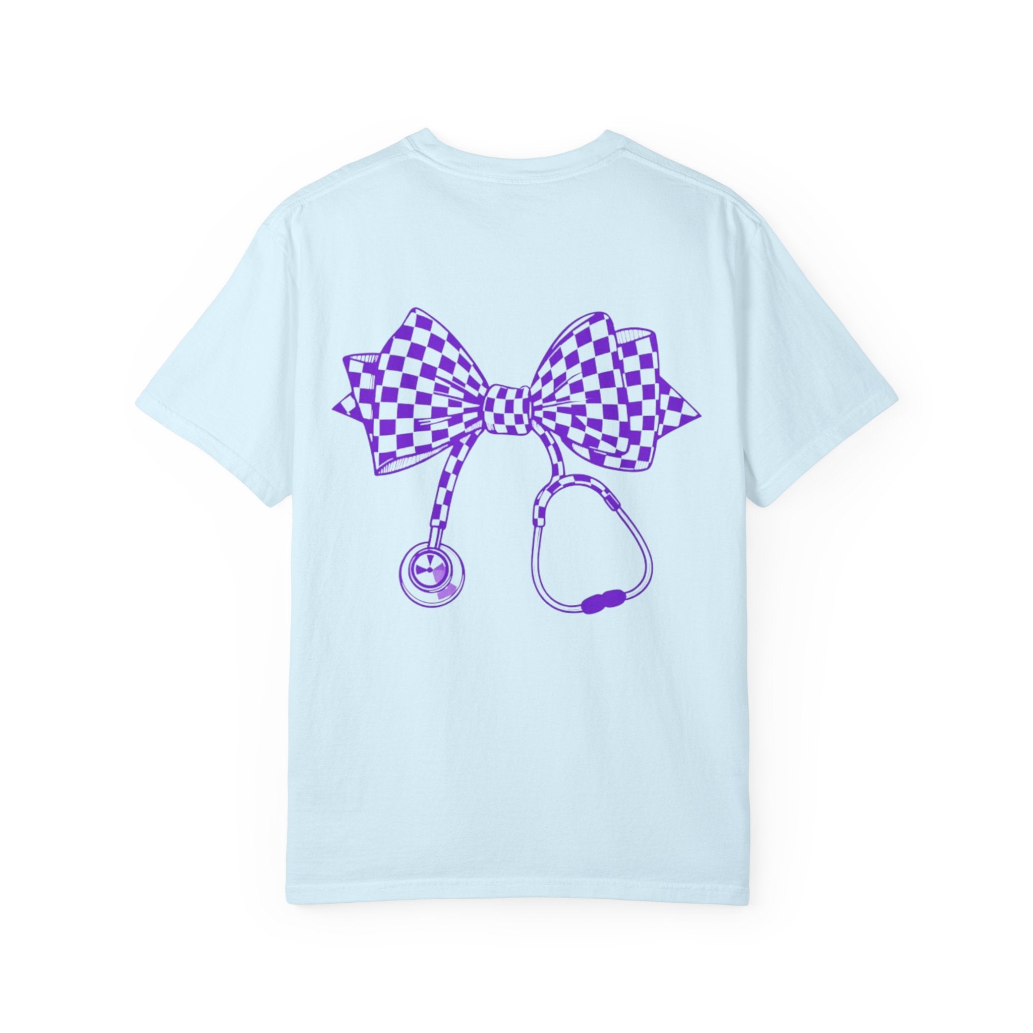 Nurse Stethoscope Bow T Shirt Checkered Medical Ribbon Tee