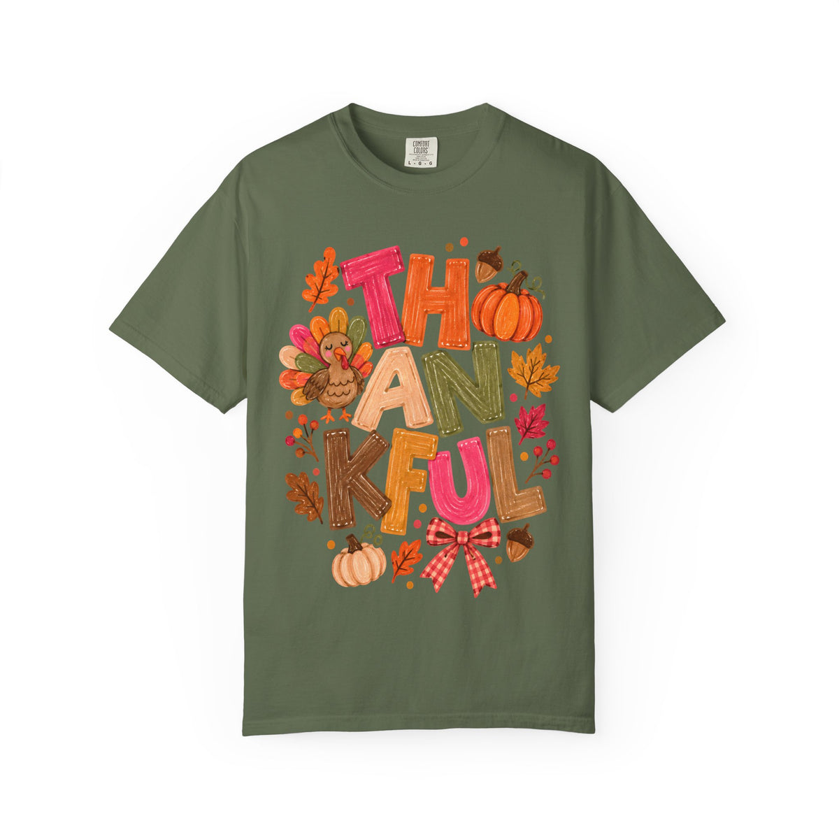 Thankful Turkey Shirt, Cute Thanksgiving Tee, Colorful Fall Graphic T-Shirt, Thanksgiving Outfit, Autumn Shirt, Fall Teacher Gift
