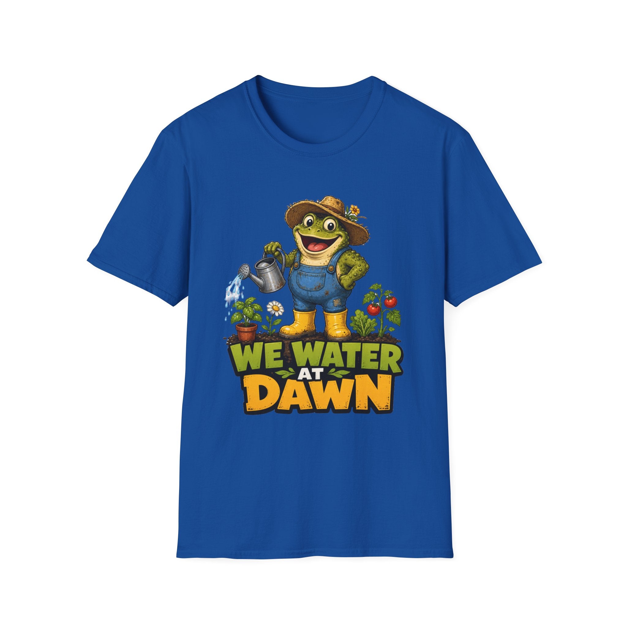Garden Frog T‑Shirt — 'We Water at Dawn' Cute Gardener Tee
