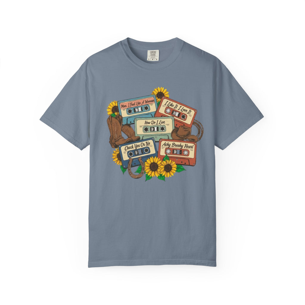 Cassette Mix T Shirt Retro Sunflower Tape Design