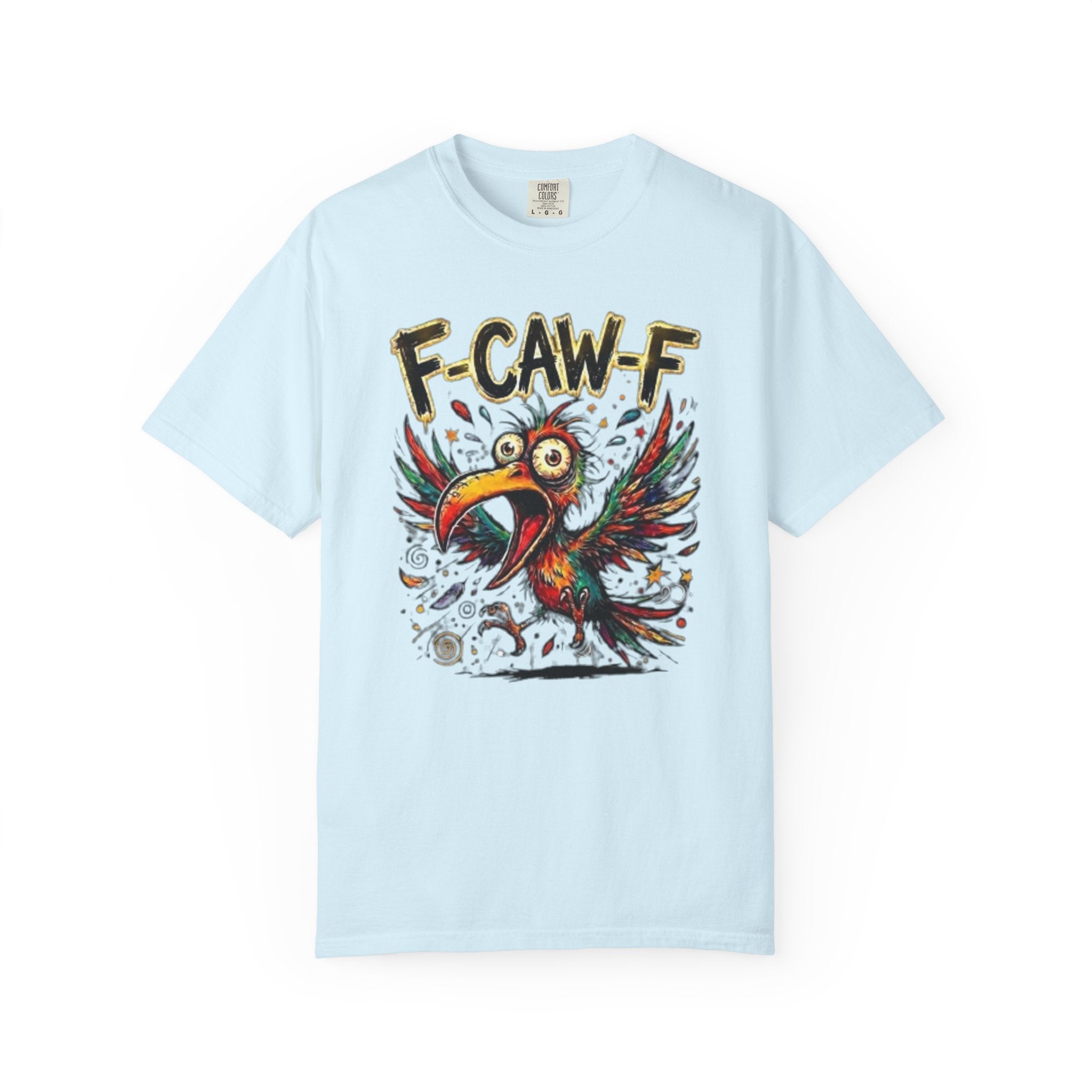 F-CAW-F Cartoon Parrot T-Shirt Colorful Tropical Bird Graphic Tee