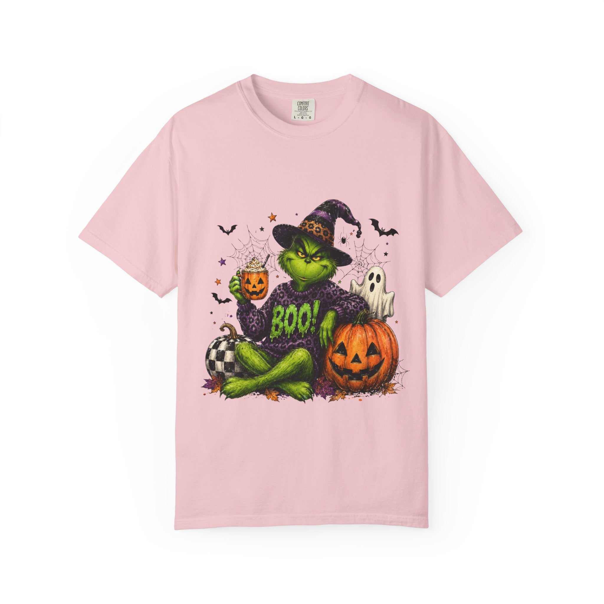 Halloween Grinch T Shirt BOO Witch Hat Pumpkin Graphic Tee