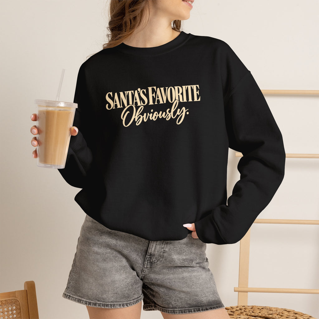 Santas Favorite Crewneck Sweatshirt Santas Favorite Obviously Holiday Sweater