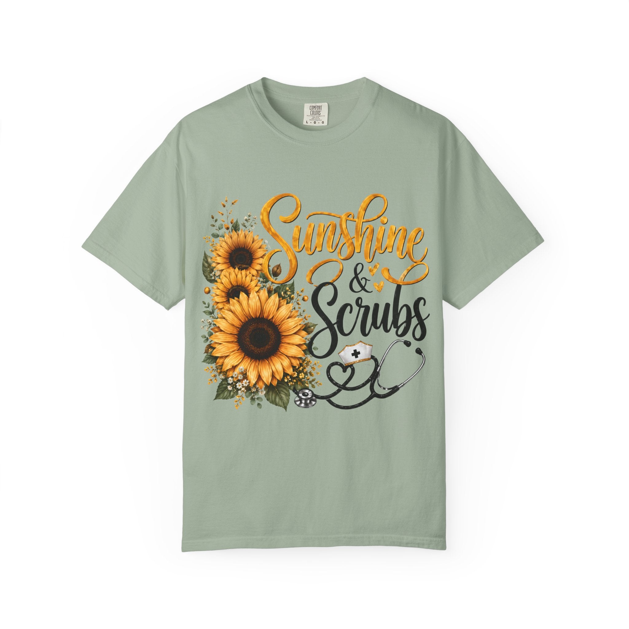 Sunshine and Scrubs Sunflower Nurse T Shirt