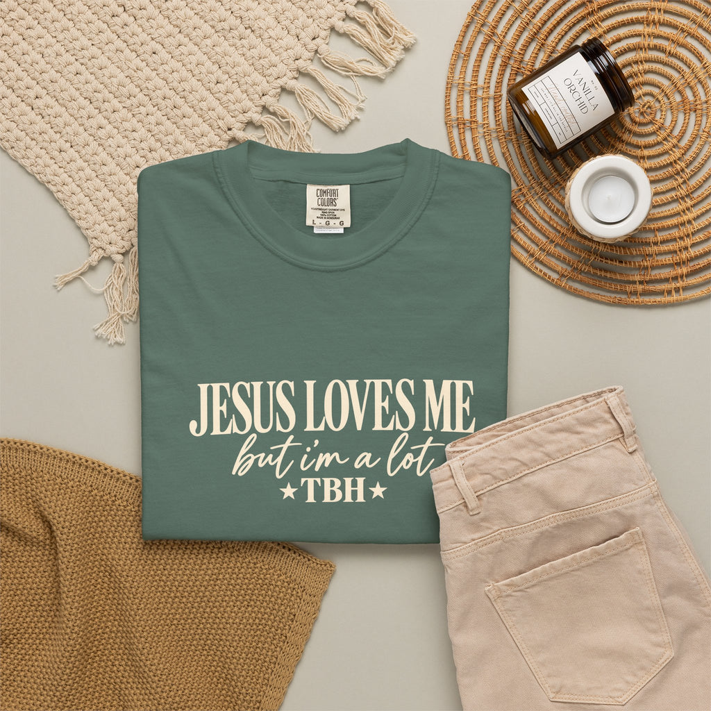 Christian Graphic T Shirt Jesus Loves Me but Im a Lit TBH