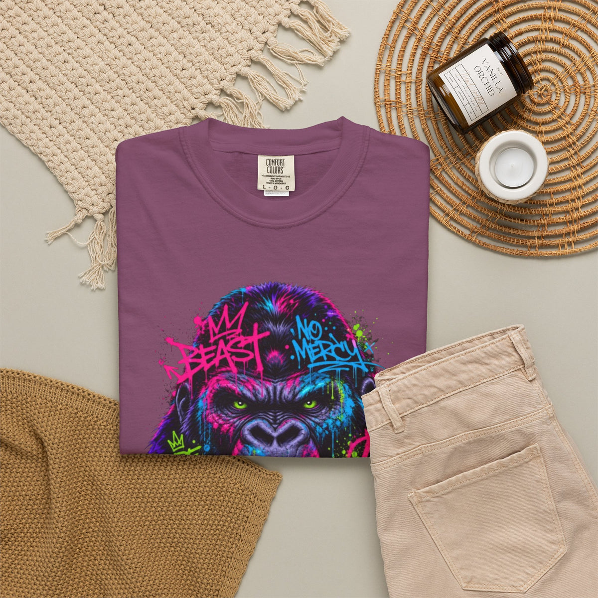 Gorilla Graffiti T Shirt Neon Street Art Ape Design