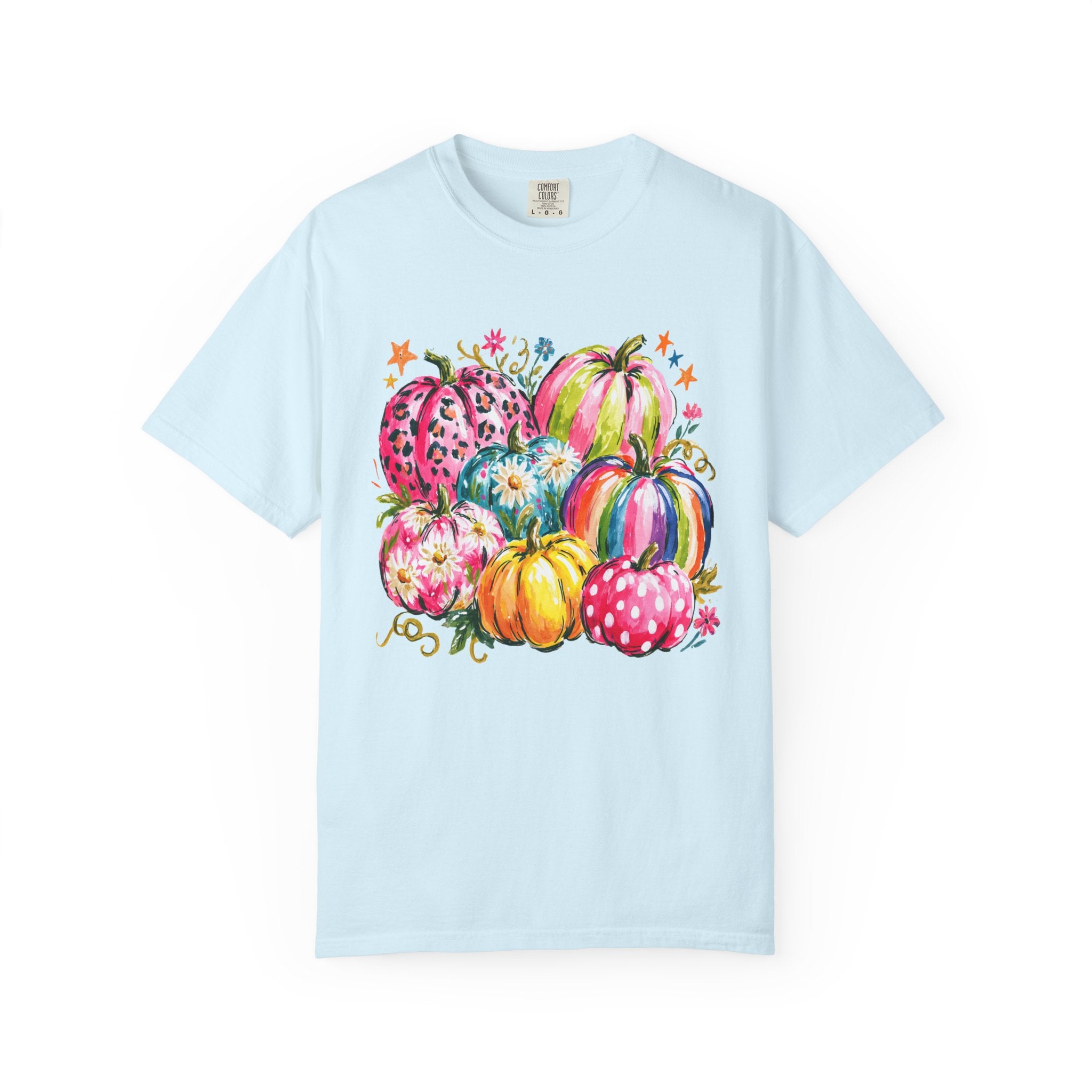 Watercolor Rainbow Pumpkins T Shirt Colorful Fall Harvest Tee