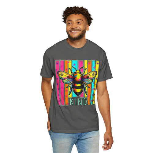 Bee Kind T Shirt Colorful Retro Striped Graphic Tee