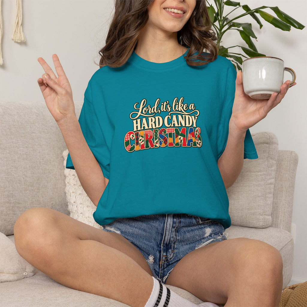 Hard Candy Christmas Shirt, Vintage Patchwork Christmas Tee, Retro Country Holiday Shirt, Coordinating Couple Christmas Shirts